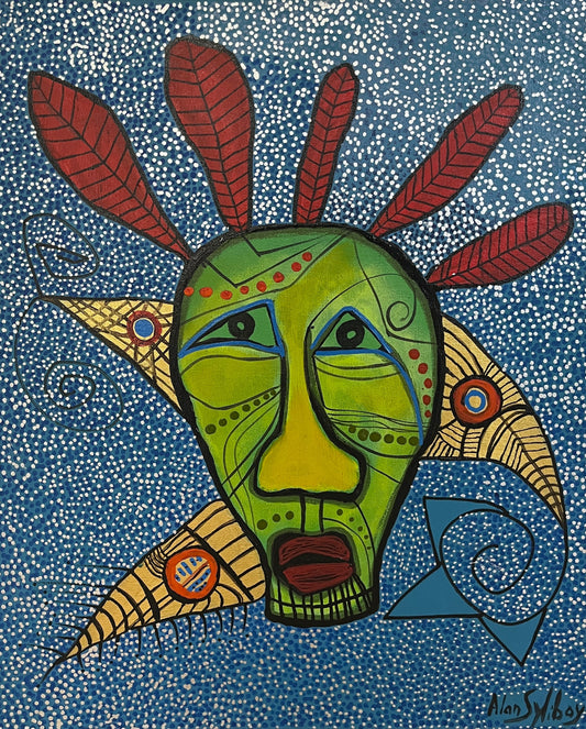 Mask with Five Red Feathers