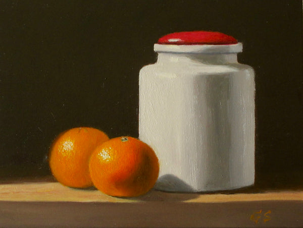 Mustard Jar with Oranges