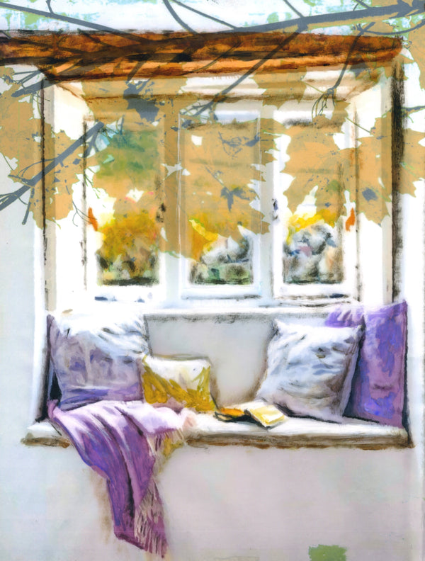 Window Seat with Mauve Pillows