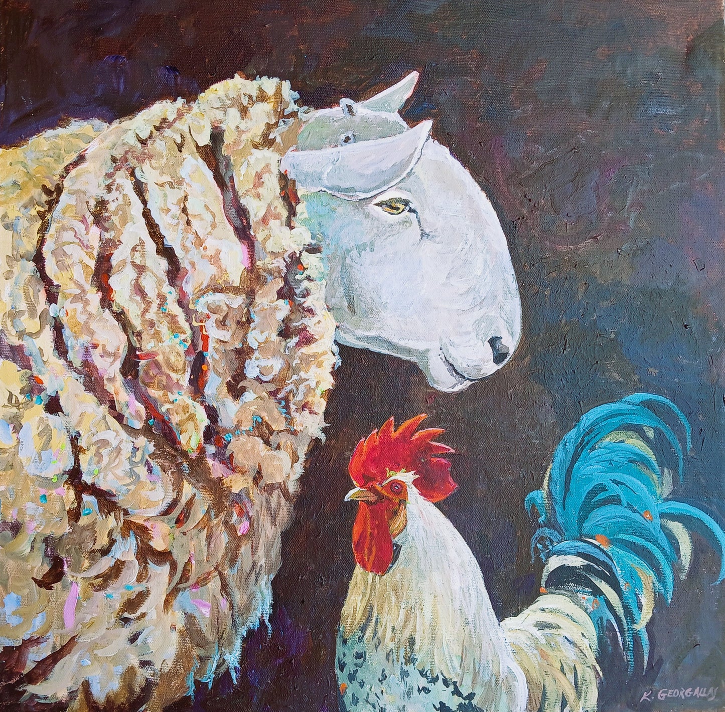 Sheep and Rooster