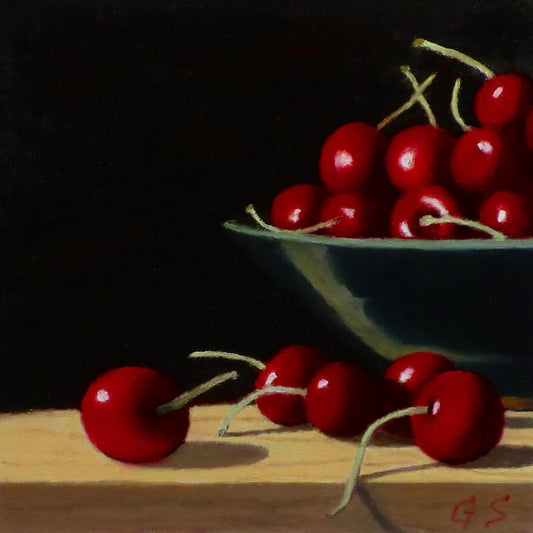 Green Bowl And Cherries