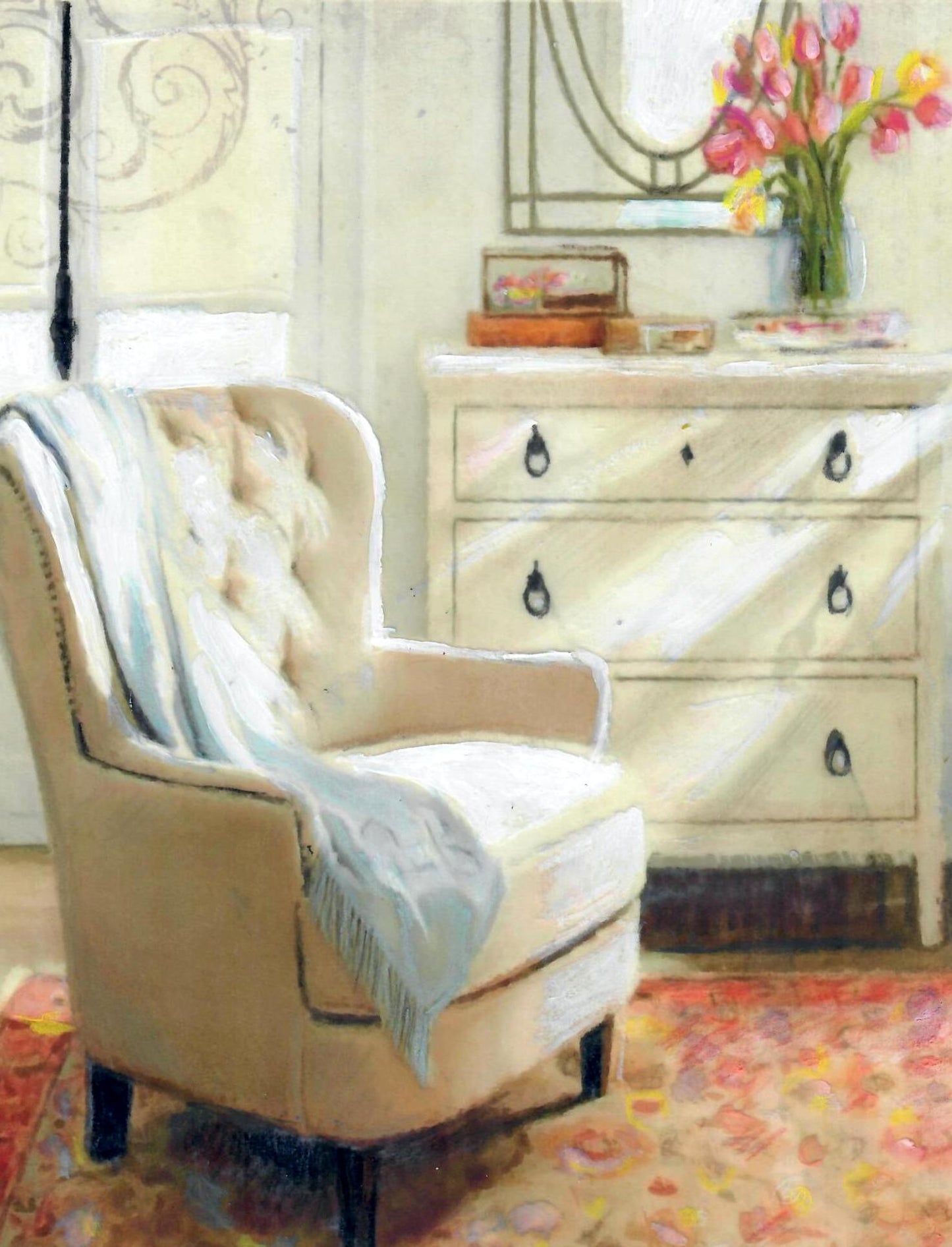 White Chair with Dresser