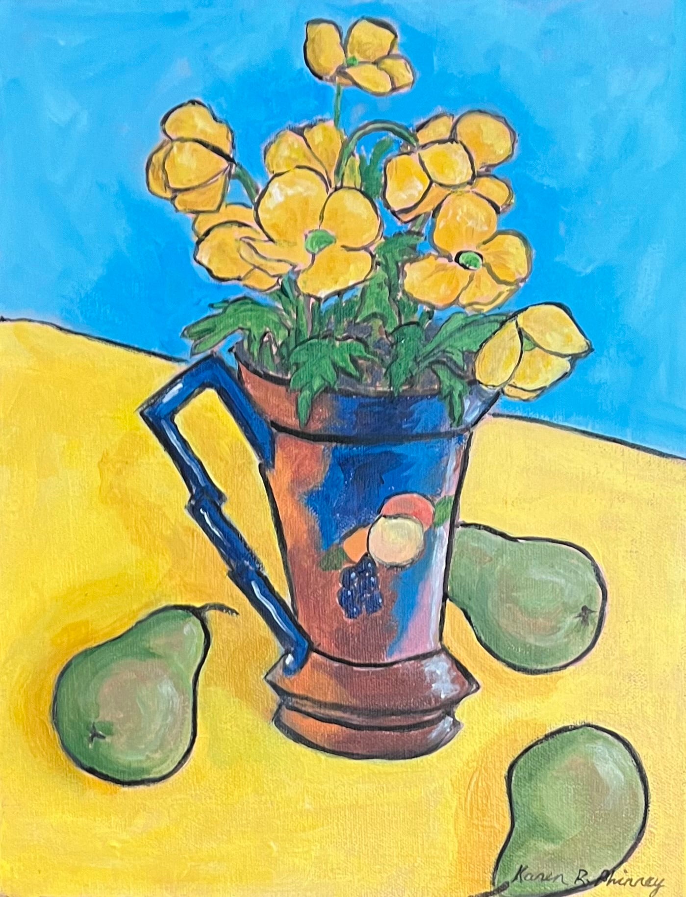 Yellow Poppies in Art Deco Jug