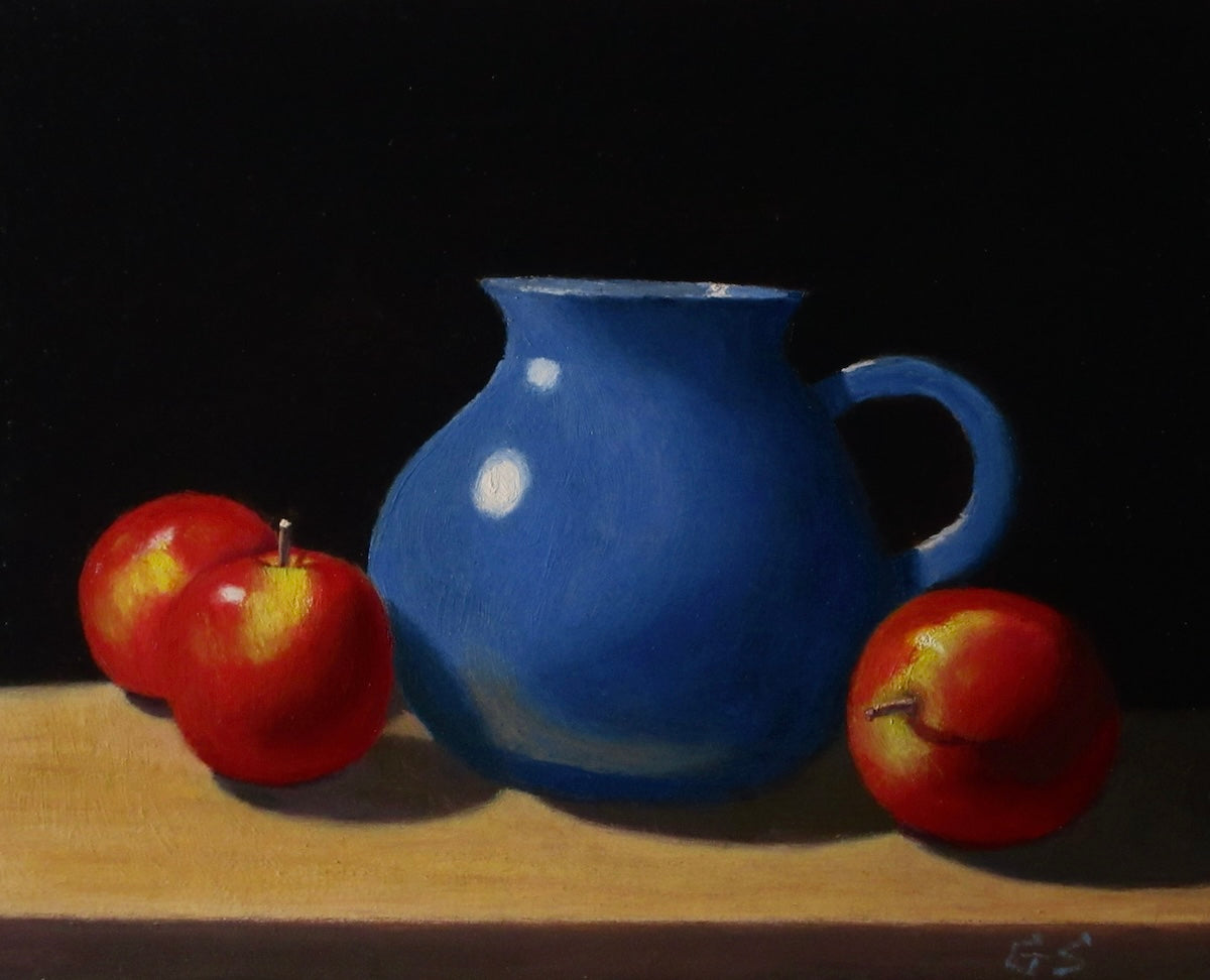 Blue Pitcher with Apples 2