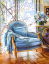 Blue Chair with Cherry Blossoms
